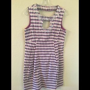 NANETTE LEPORE SLEEVELESS DRESS  BEIGE  & PURPLE